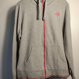 North Face Women's Gray Pink Hoodie Size X-LARGE Activewear (Tiny Flaw)
